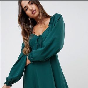 ASOS Sweetheart Babydoll Forest Green Dress